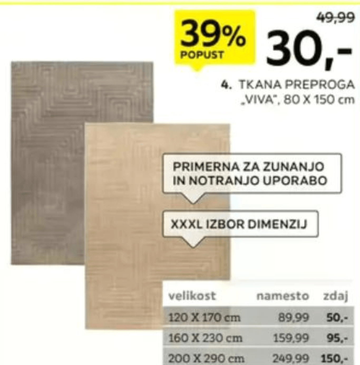 Tkana preproga „VIVA" 80 X 150 cm