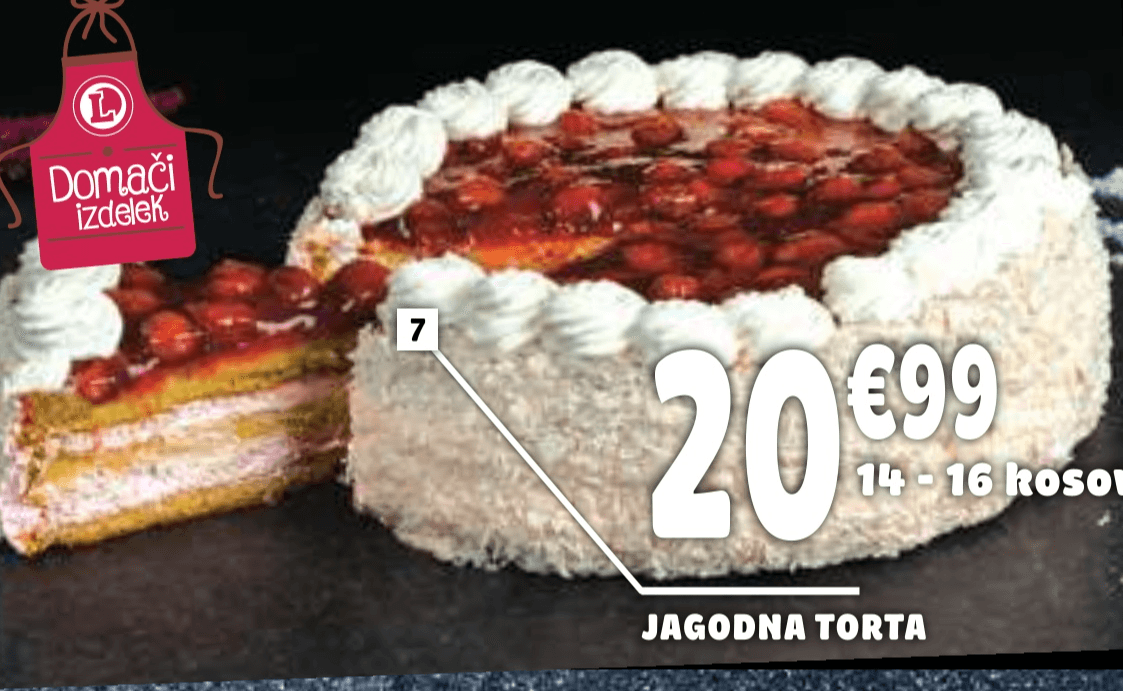 Jagodna torta 14-16 kosov - Akcija v trgovini E.Leclerc