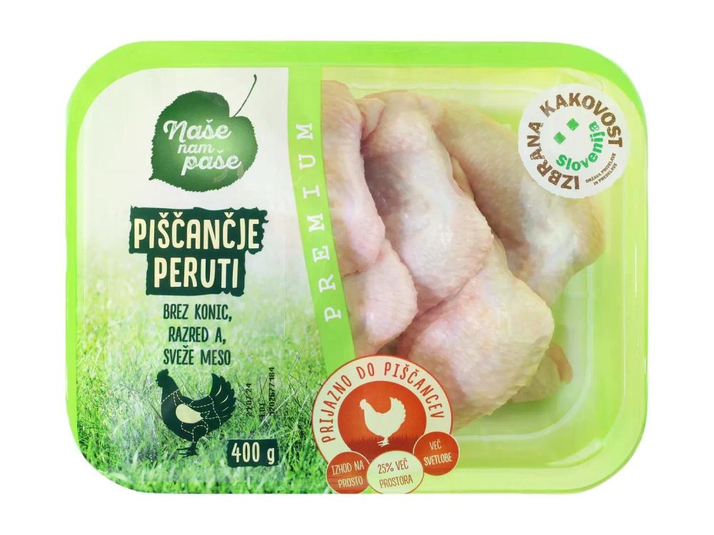 NAŠE NAM PAŠE Sveže premium piščančje peruti 400 g