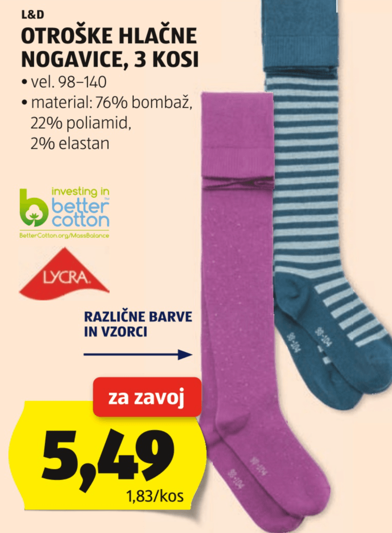 L&D Otroške hlačne nogavice 3 kosi