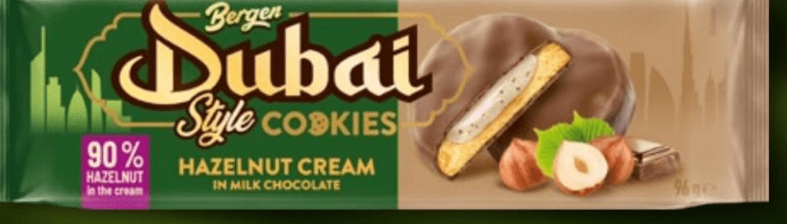 BERGEN Dubai piškoti s pistacijevo kremo in mlečno čokolado 96 g