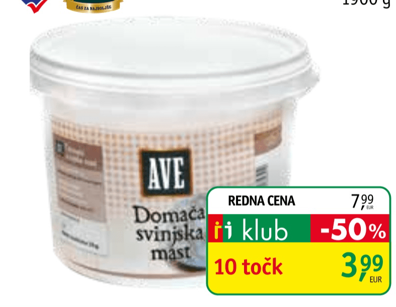 Domača svinjska mast 1900 g - Akcija v trgovini Jager