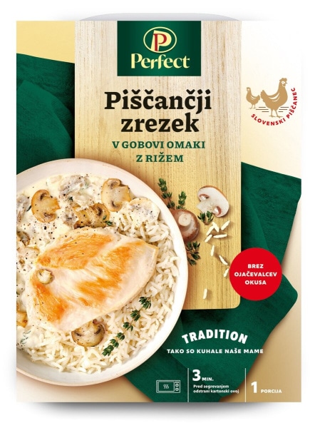 Perfect Piščančji zrezek v gobovi omaki z rižem 330 g