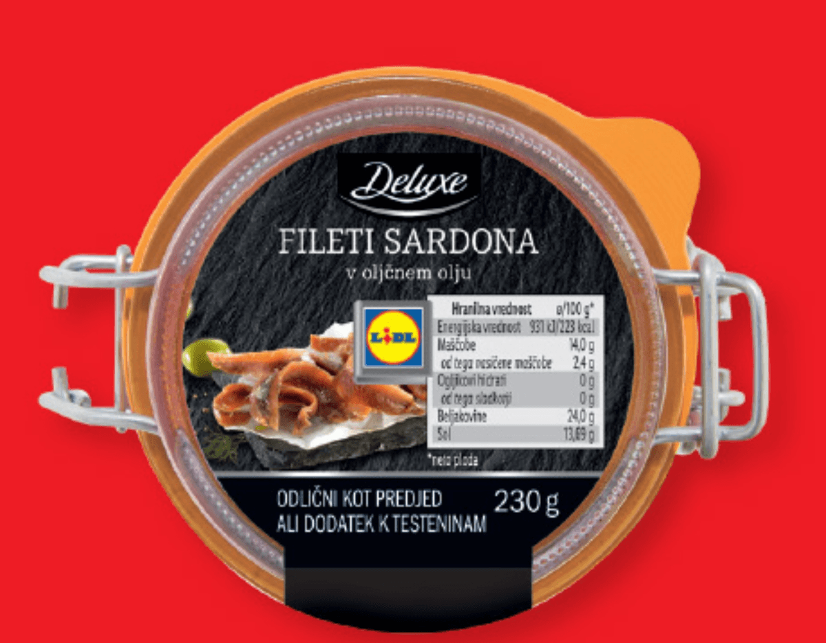 Deluxe Fileji sardona 230 g - Akcija v trgovini Lidl