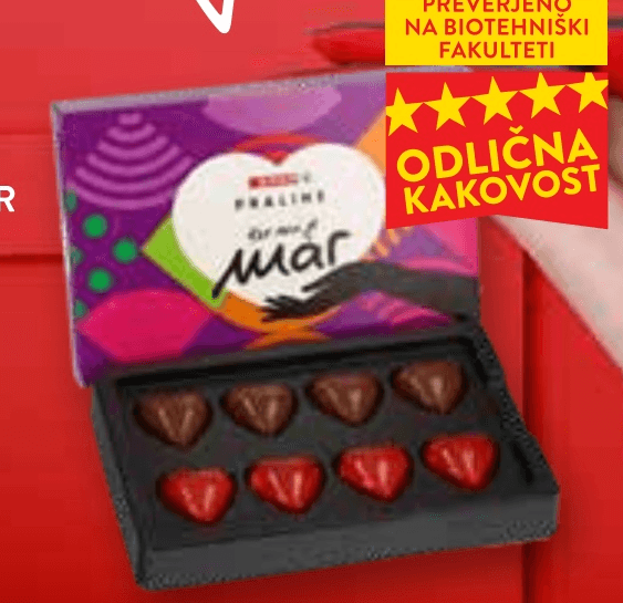 Čokoladne praline Ker mi je mar 80 g - Akcija v trgovini Spar