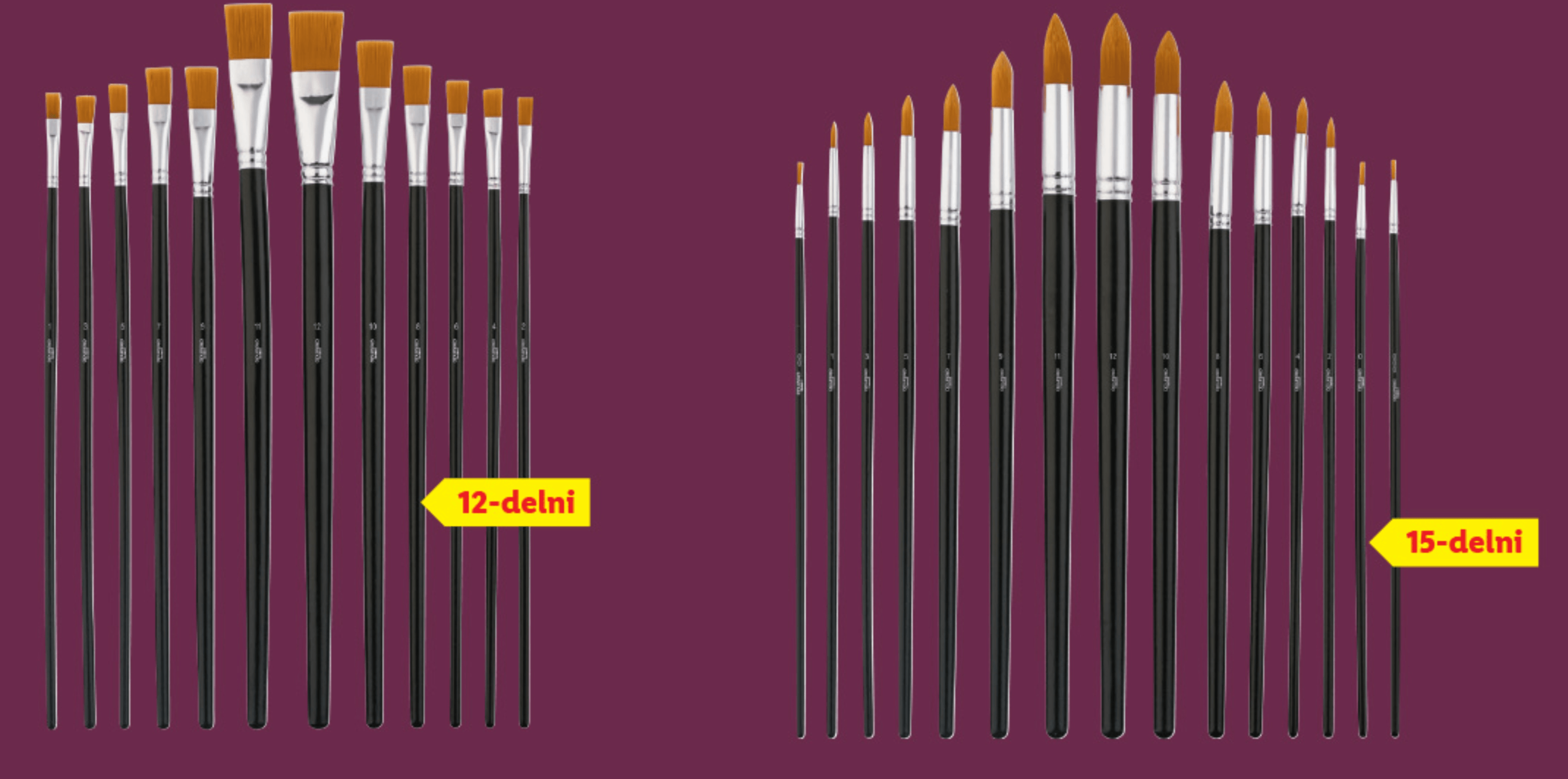 Izbor čopičev 15-delni ali 12-delni