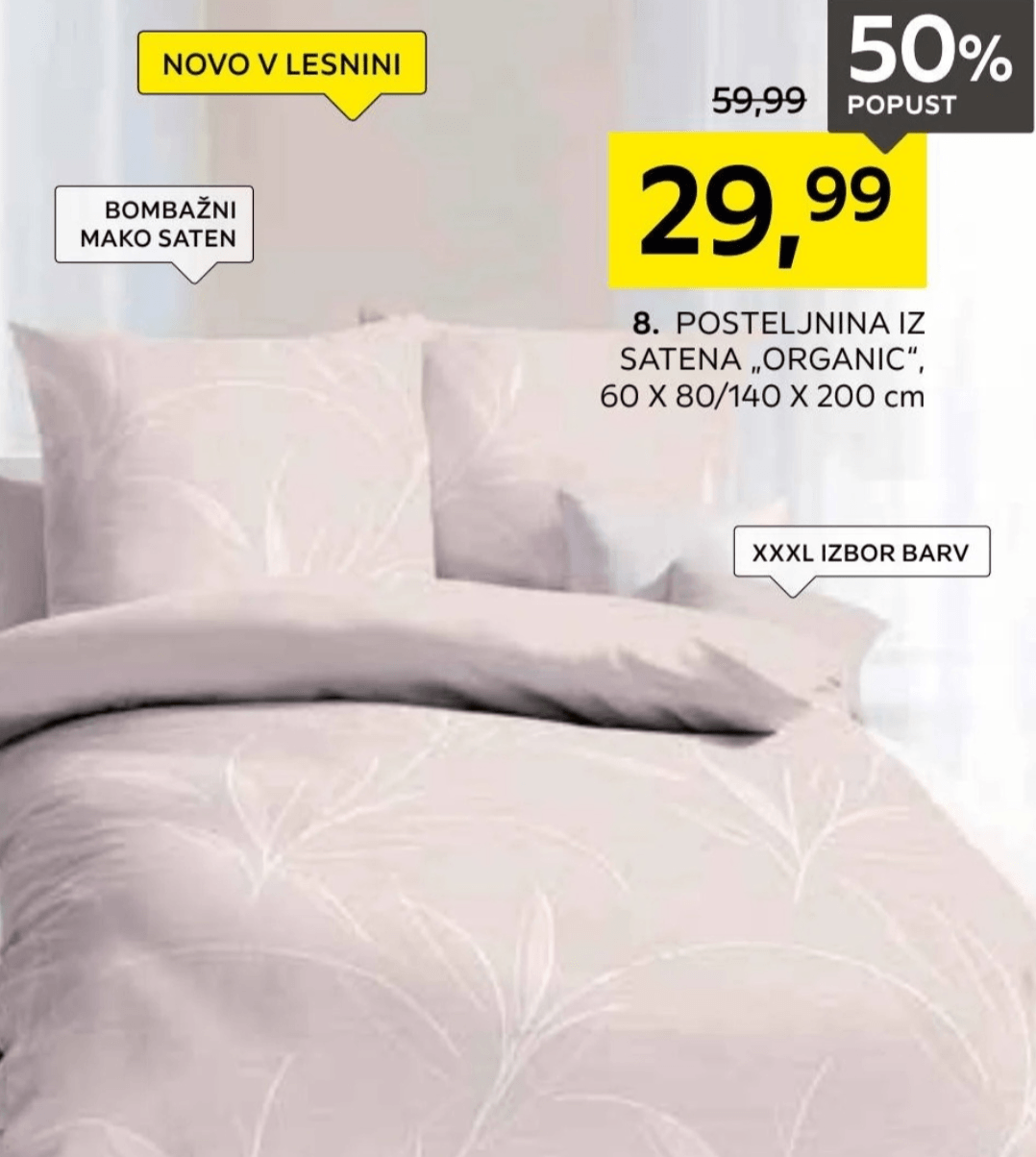 Posteljnina iz satena „ORGANIC" 60 X 80/140 X 200 cm kaeppel