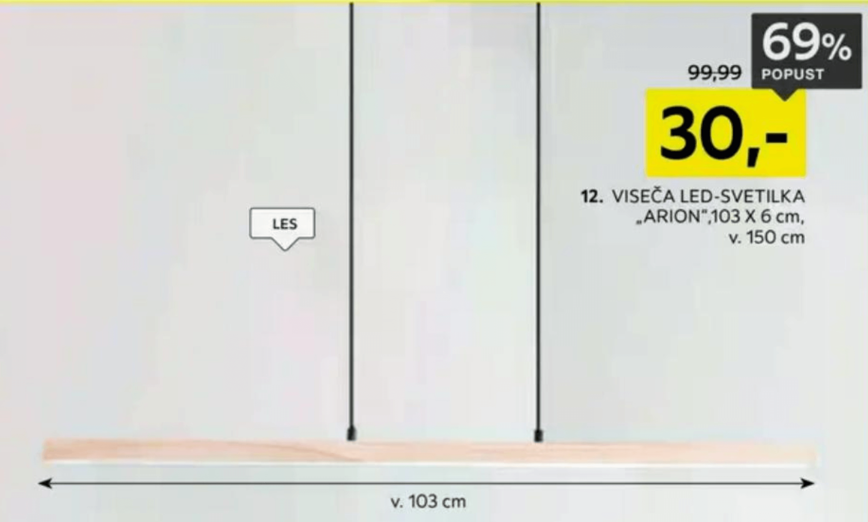 Viseča LED-svetilka „ARION" 103 X 6 cm, v. 150 cm