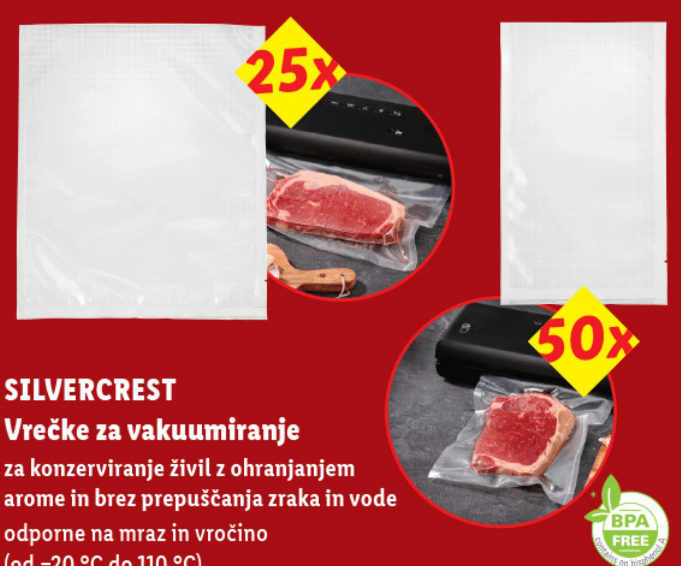 SILVERCREST Vrečke za vakuumiranje 50x ali 25x
