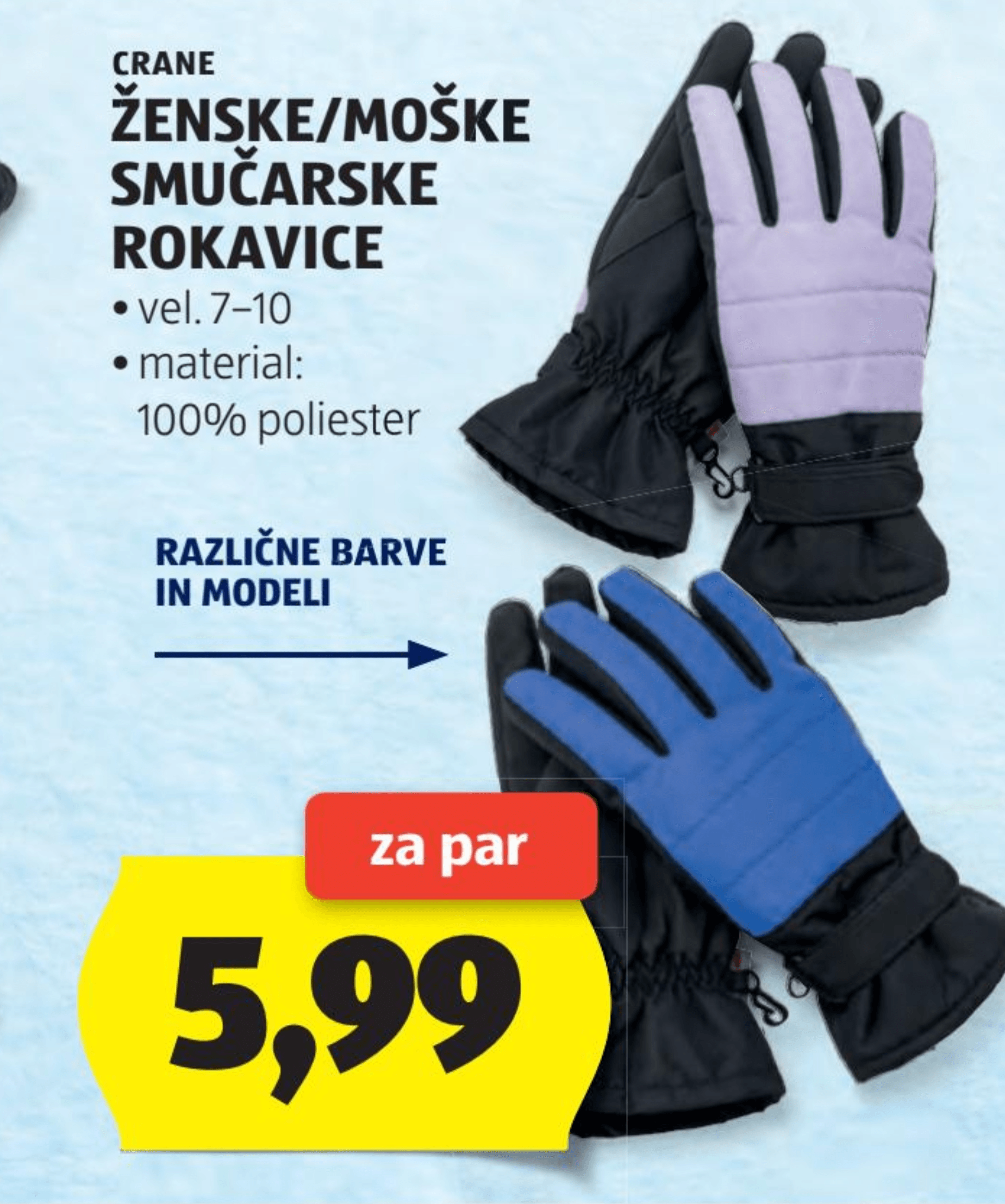 CRANE Ženske/Moške smučarske rokavice