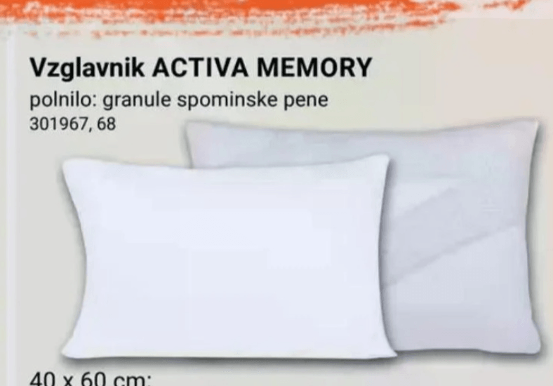 Vzglavnik ACTIVA MEMORY 40 x 60 cm