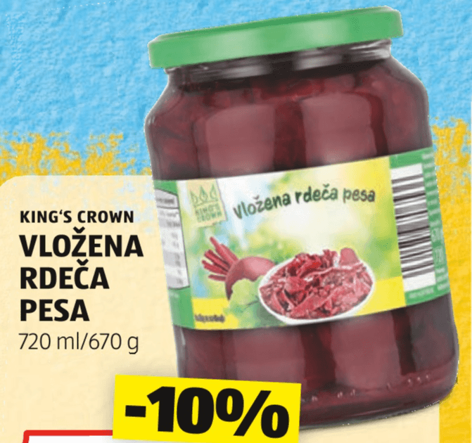 King's Crown Vložena rdeča pesa 720 ml/670 g
