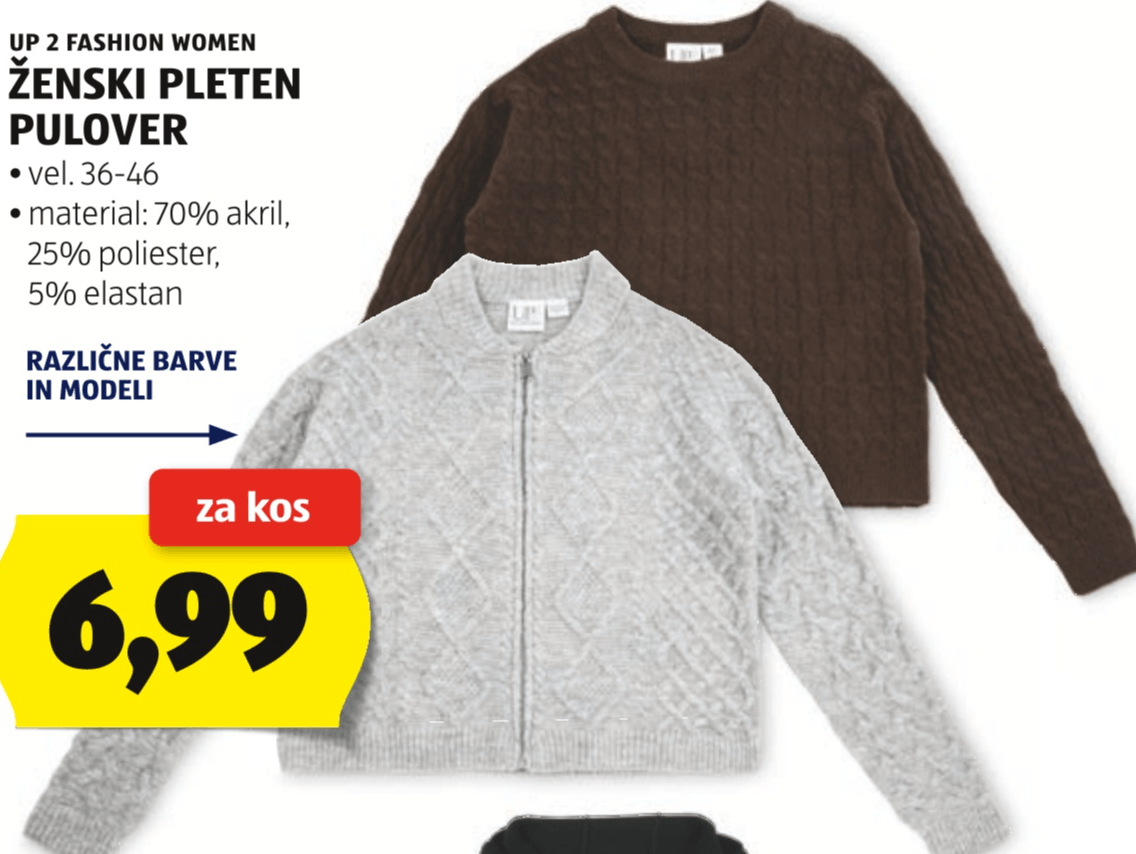 Ženski pleten pulover vel. 36-46