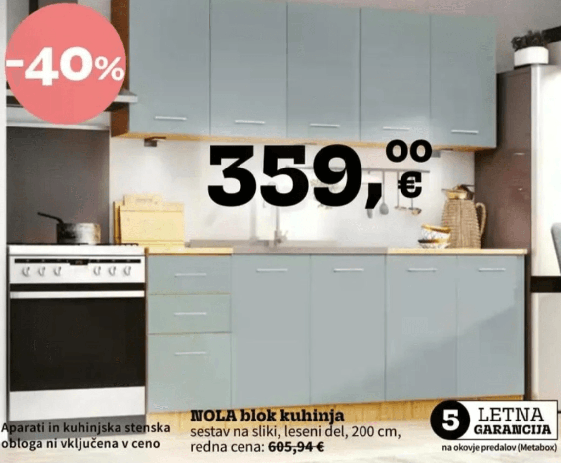 NOLA blok kuhinja - Akcija v trgovini Prima