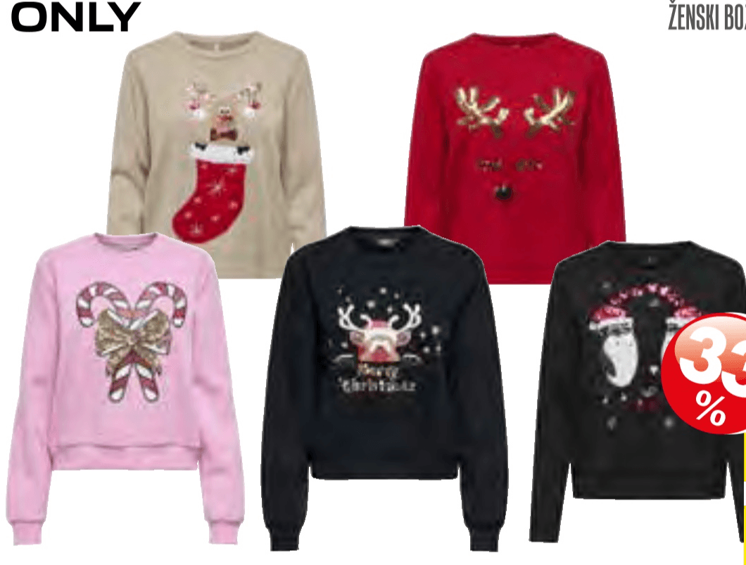 Ženski božični pulover Only
