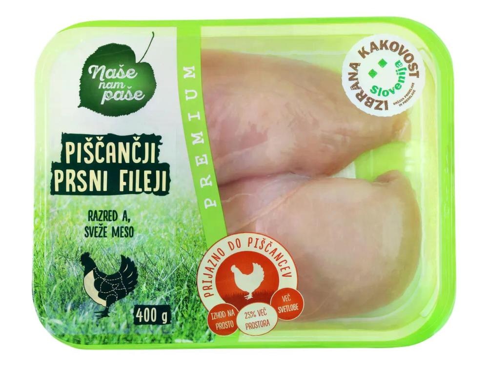 Naše nam paše Sveži premium piščančji prsni fileji 400 g