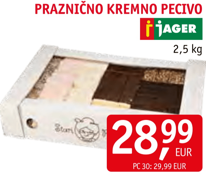 Praznično kremno pecivo 2,5 kg Jager