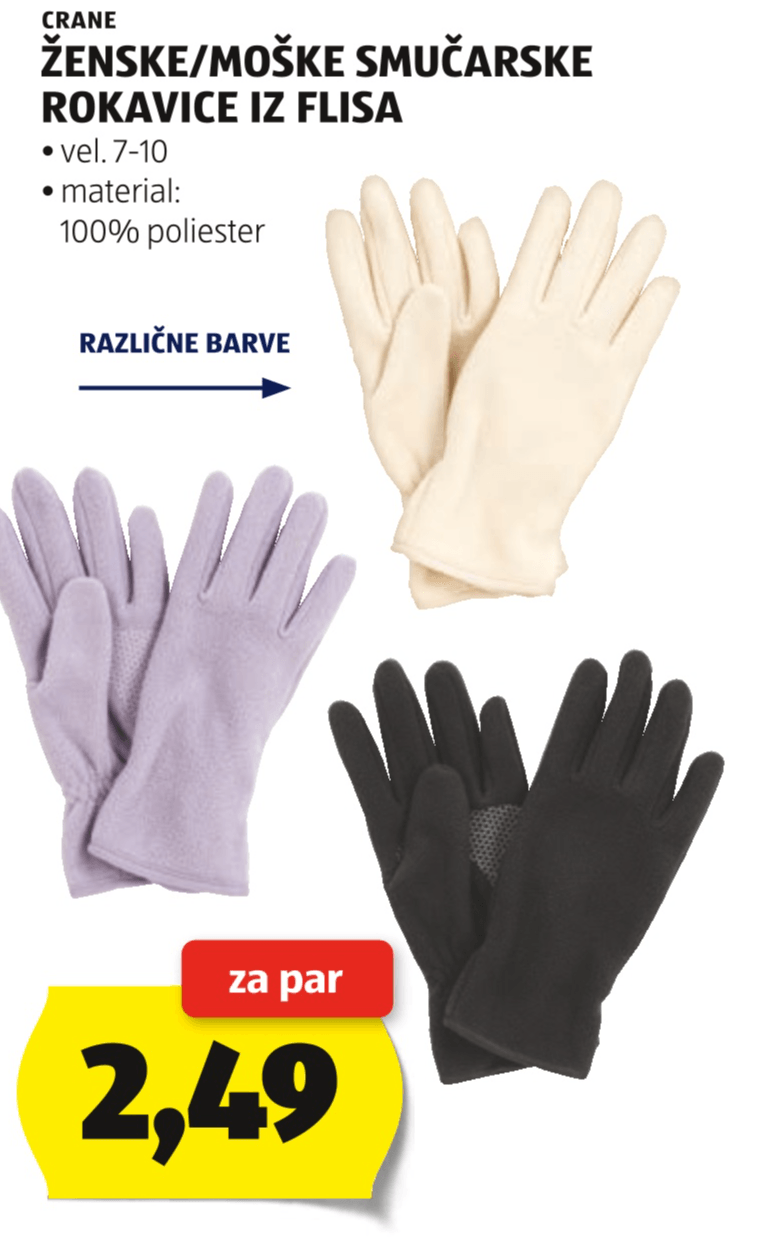 Crane Ženske/moške smučarske rokavice iz flisa