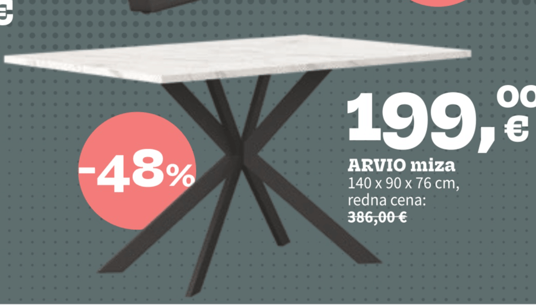 ARVIO miza 140 x 90 x 76 cm