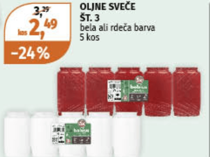 Oljne sveče ŠT. 3 5 kos
