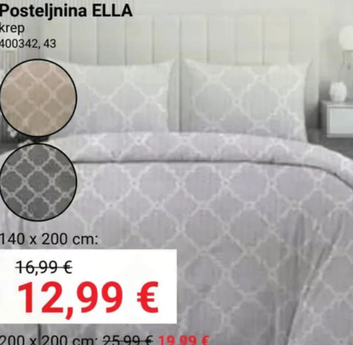 Posteljnina ELLA 140 x 200 cm - Akcija v trgovini Pevex