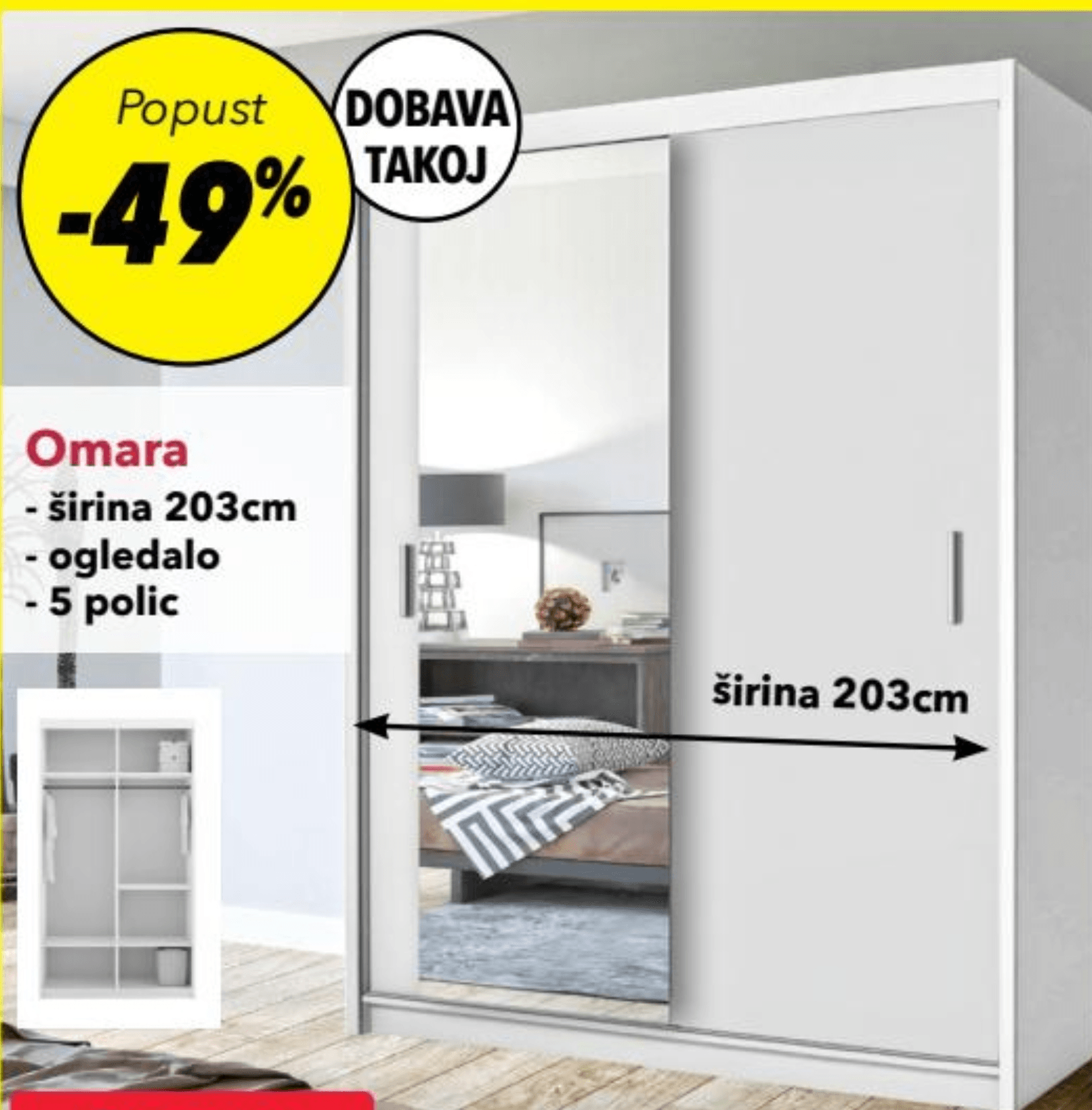 Garderobna omara KELN 203x217x62cm