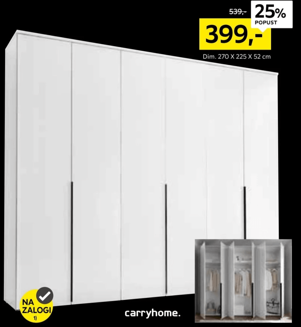 carryhome. Omara, bele barve, 6 klasičnih vrat