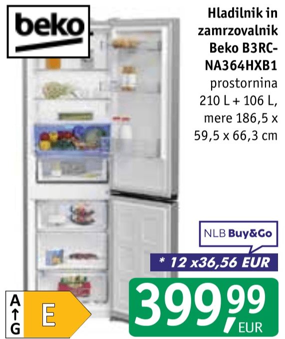 Hladilnik in zamrzovalnik Beko B3RC-NA364HXB1