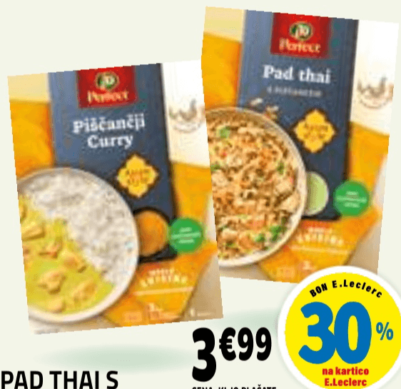 Pad Thai s piščancem ali piščančji curry Perutnina Ptuj Perfect 350 g