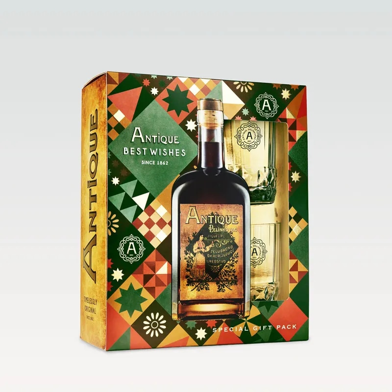 Darilni paket Antique Pelinkovec Badel 0,7 l