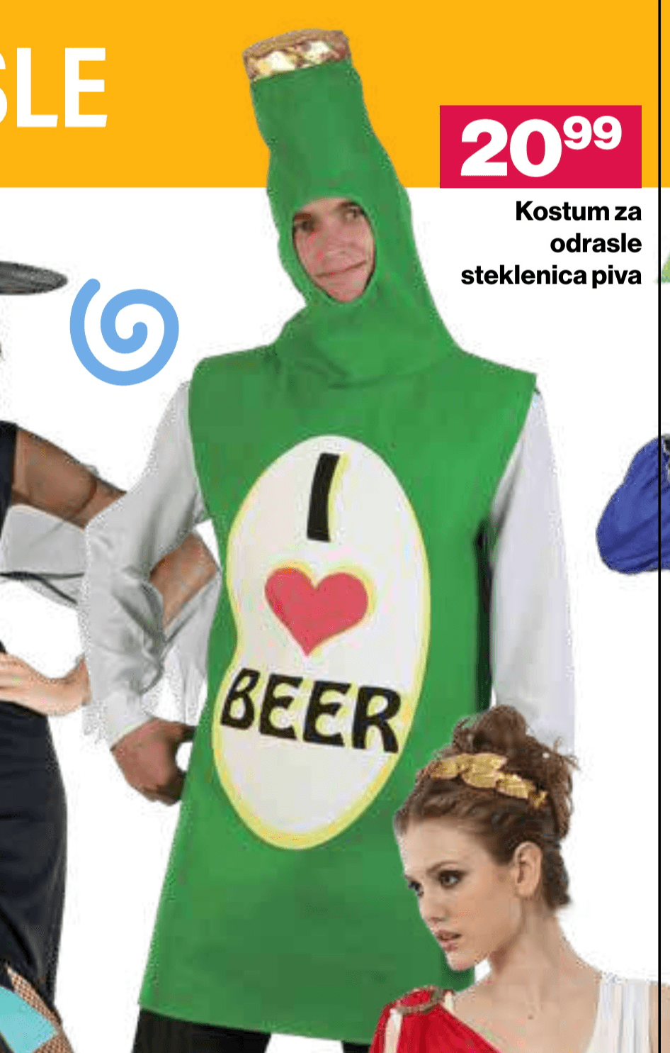 Kostum za odrasle steklenica piva - Akcija v trgovini Mercator