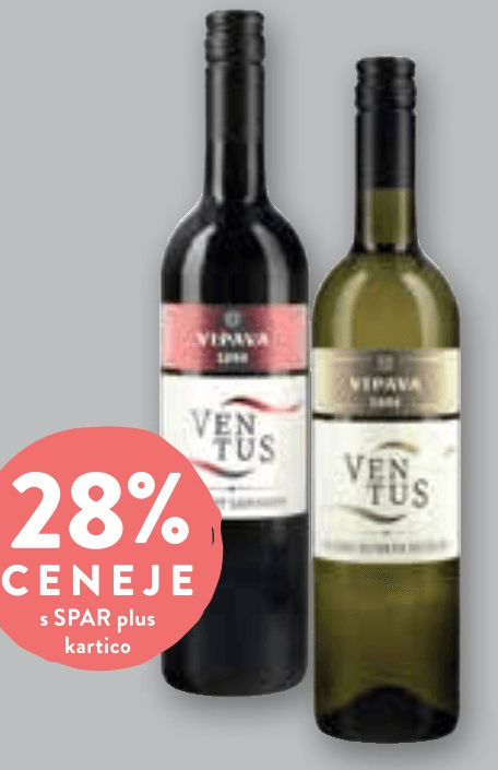 Vino Ventus Rumeni Muškat 0,75 l - Akcija v trgovini Spar