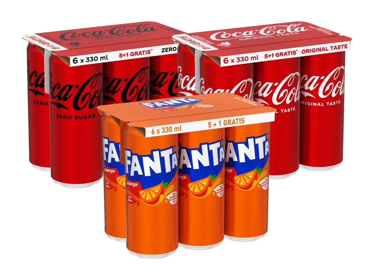 Fanta/Coca Cola Regular/Coca Cola Zero 6 x 0,33 l