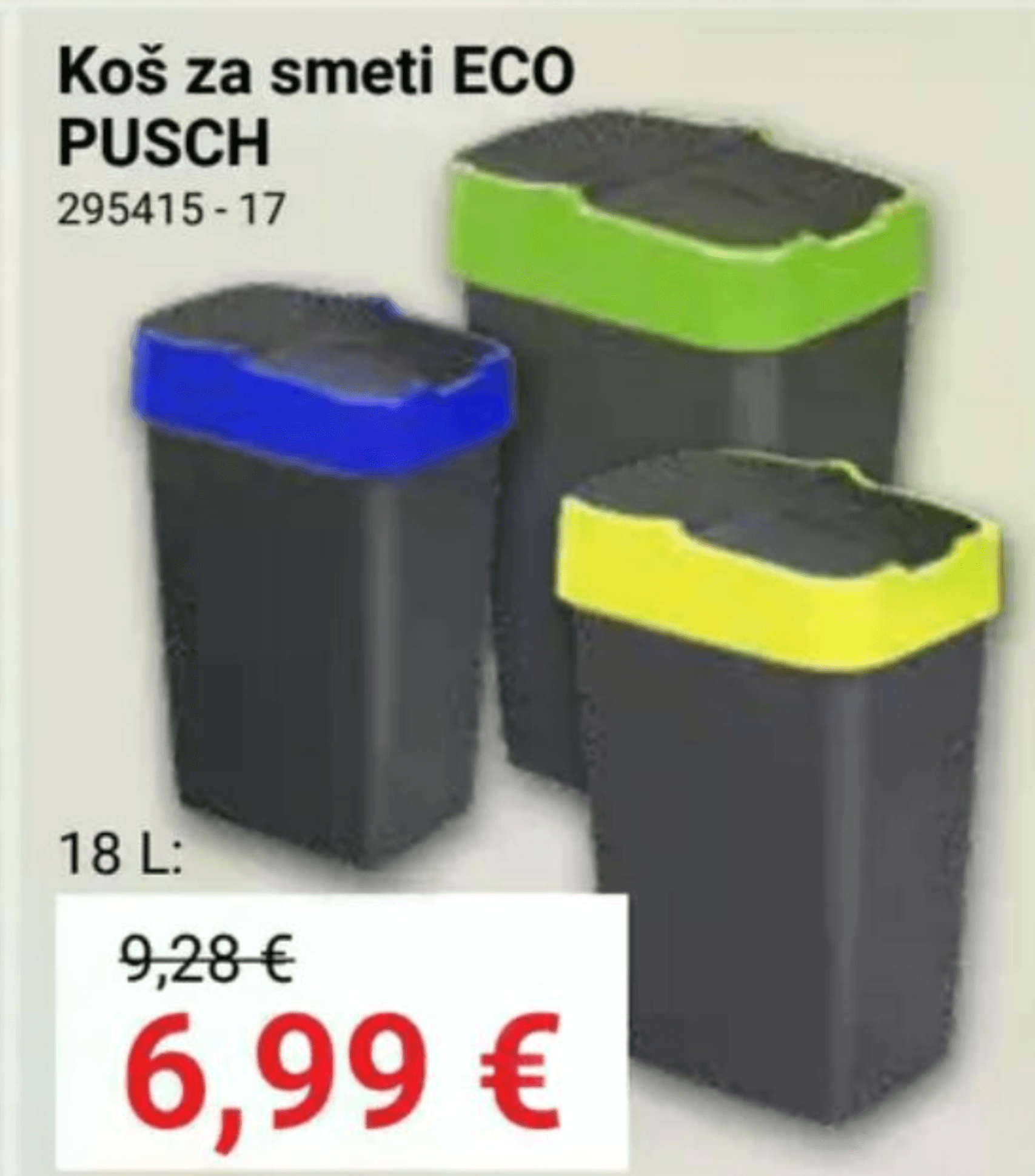 Koš za smeti ECO PUSCH 18 L - Akcija v trgovini Pevex