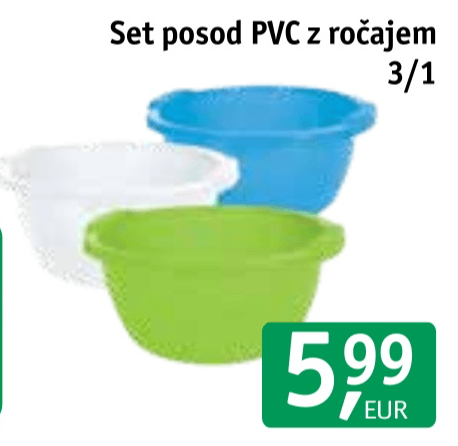 Set posod PVC z ročajem 3/1 - Akcija v trgovini Jager