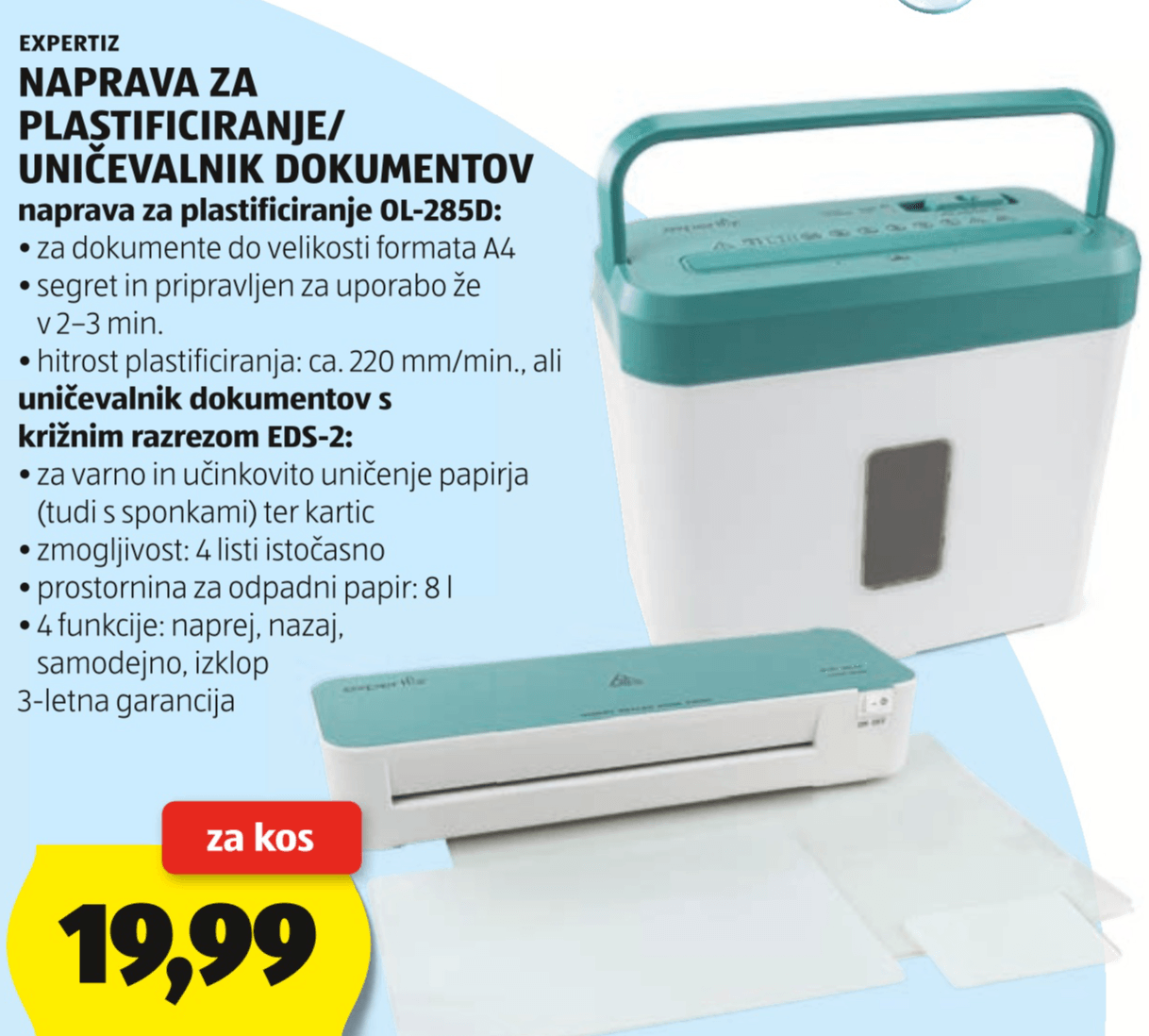 Expertiz Naprava za plastificiranje/Uničevalnik dokumentov