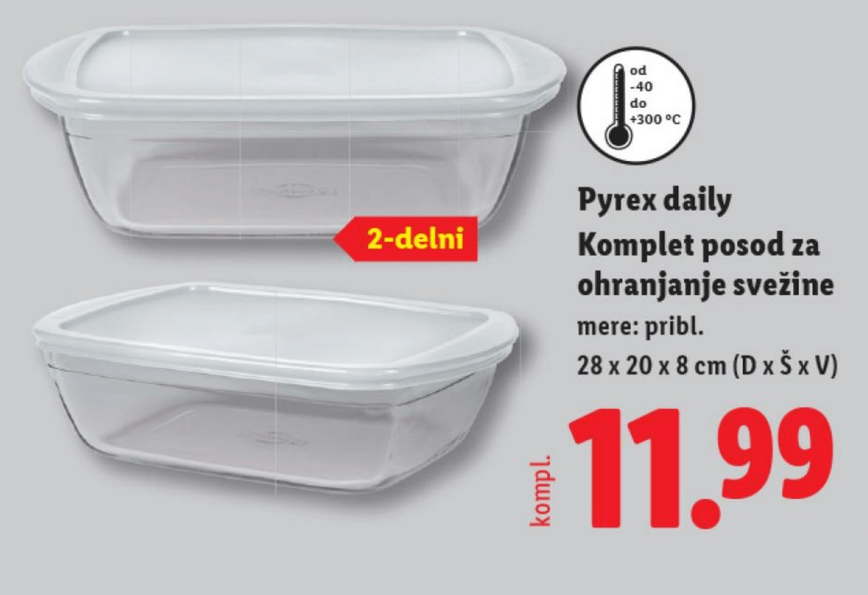 Pyrex daily Komplet posod za ohrananje svežine 2-delni