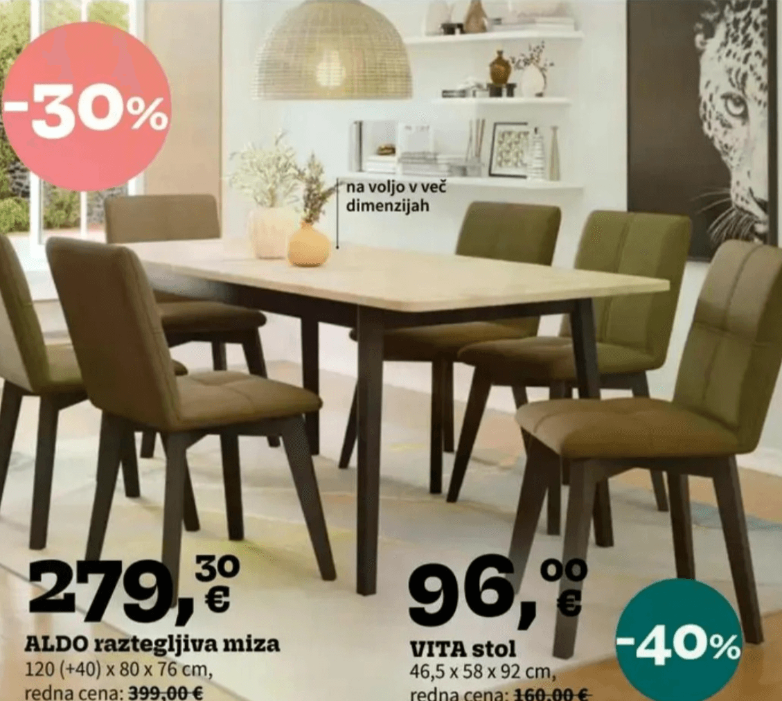 ALDO raztegljiva miza - Akcija v trgovini Prima
