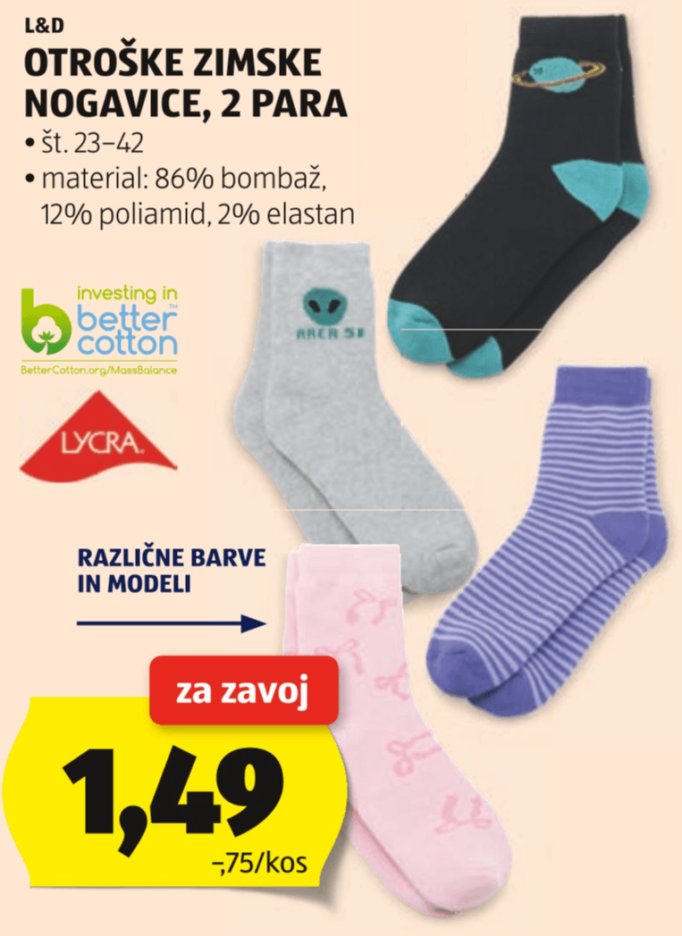 L&D Otroške zimske nogavice 2 para