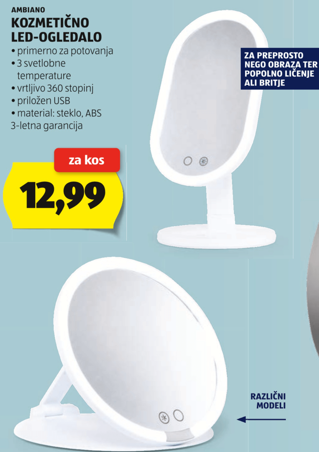 Kozmetično LED-ogledalo