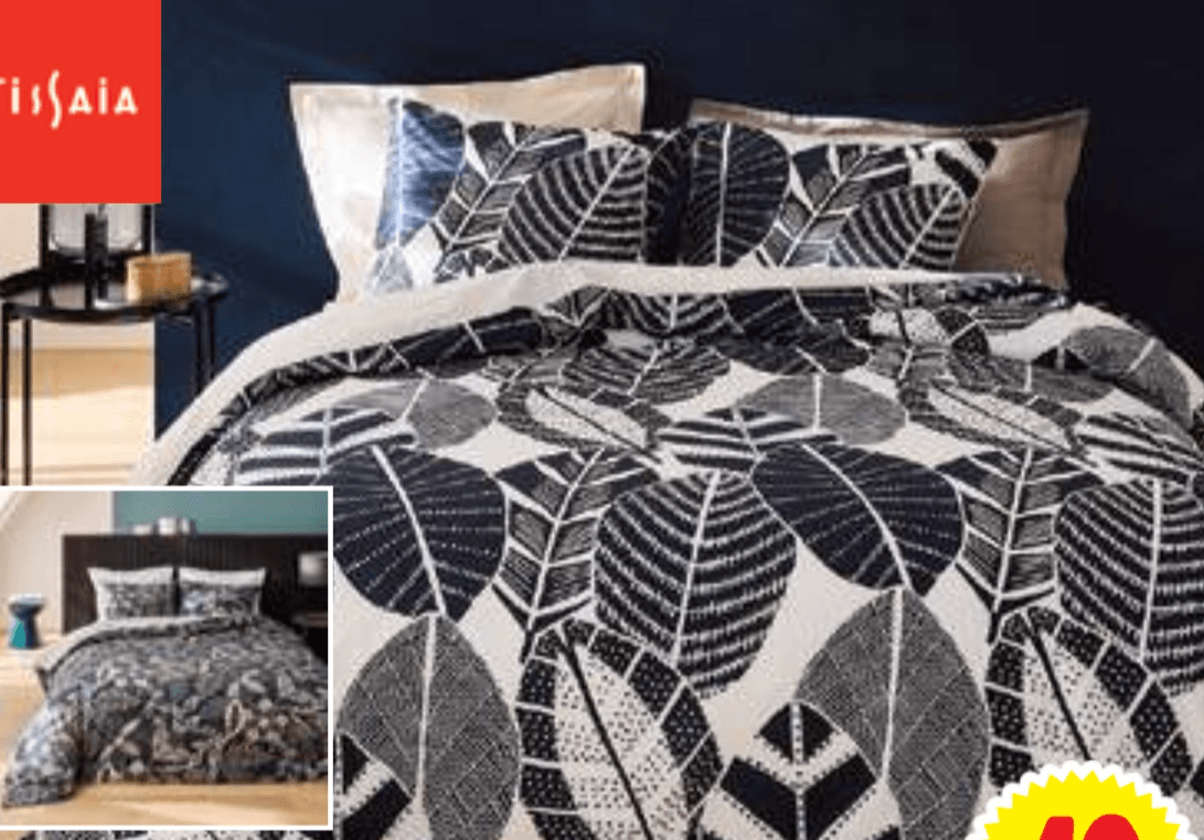 Posteljni komplet "Percale Floraison" 240 x 220 + 2x 63 x 63 cm