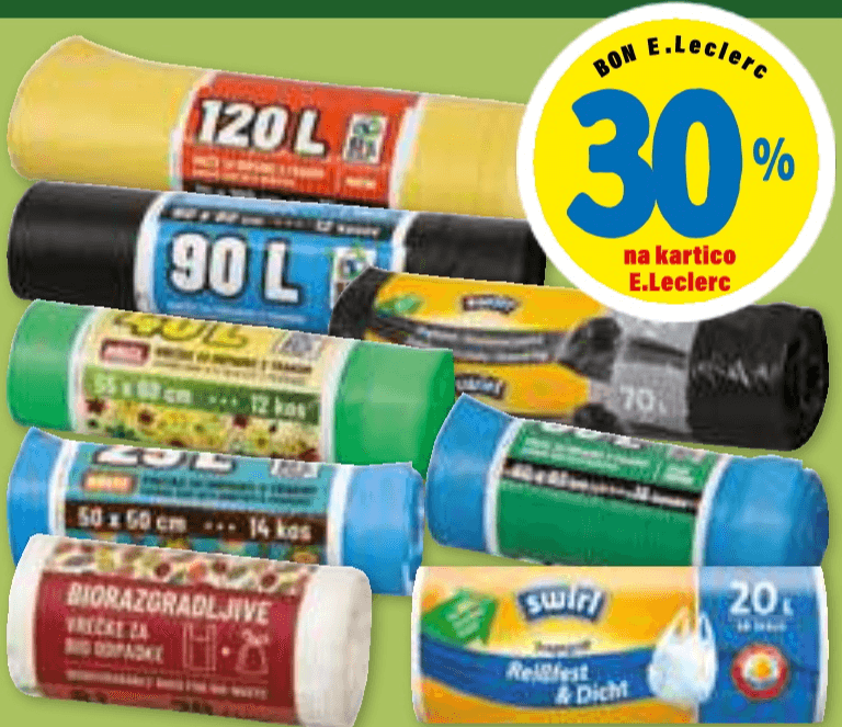 Vrečke za smeti Piskar in Swirl - Akcija v trgovini E.Leclerc