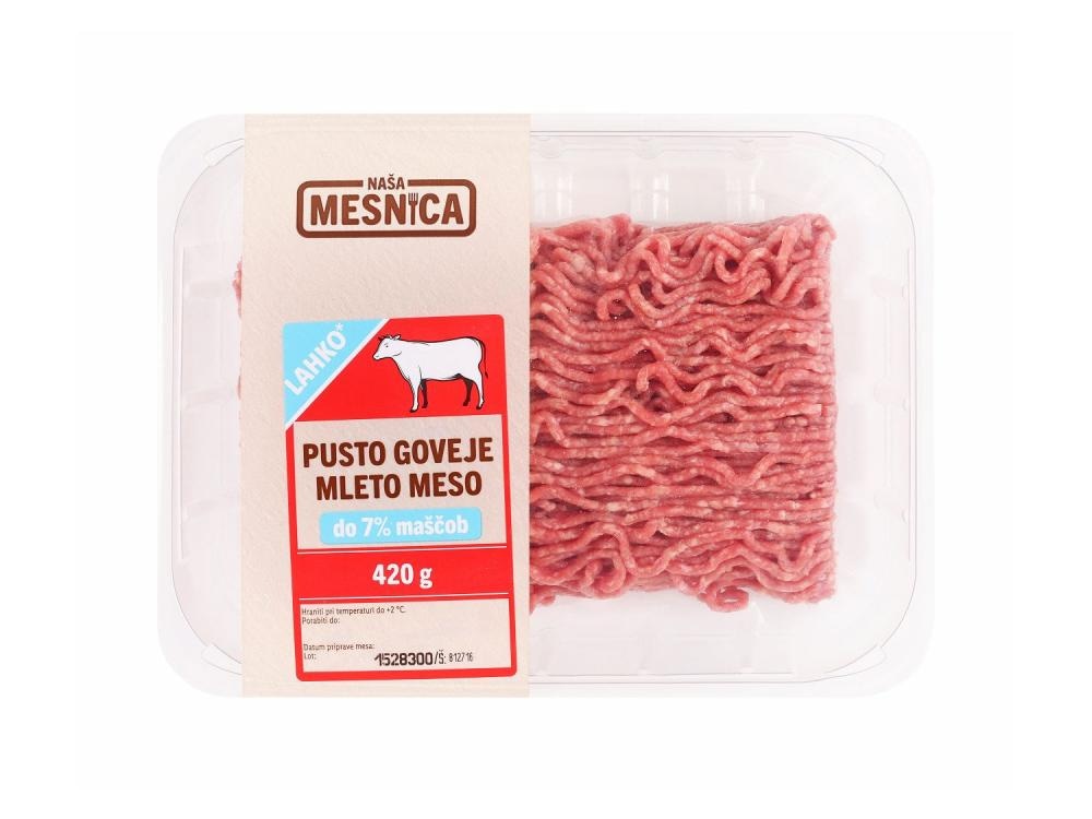 Naša mesnica Sveže pusto goveje mleto meso 420 g