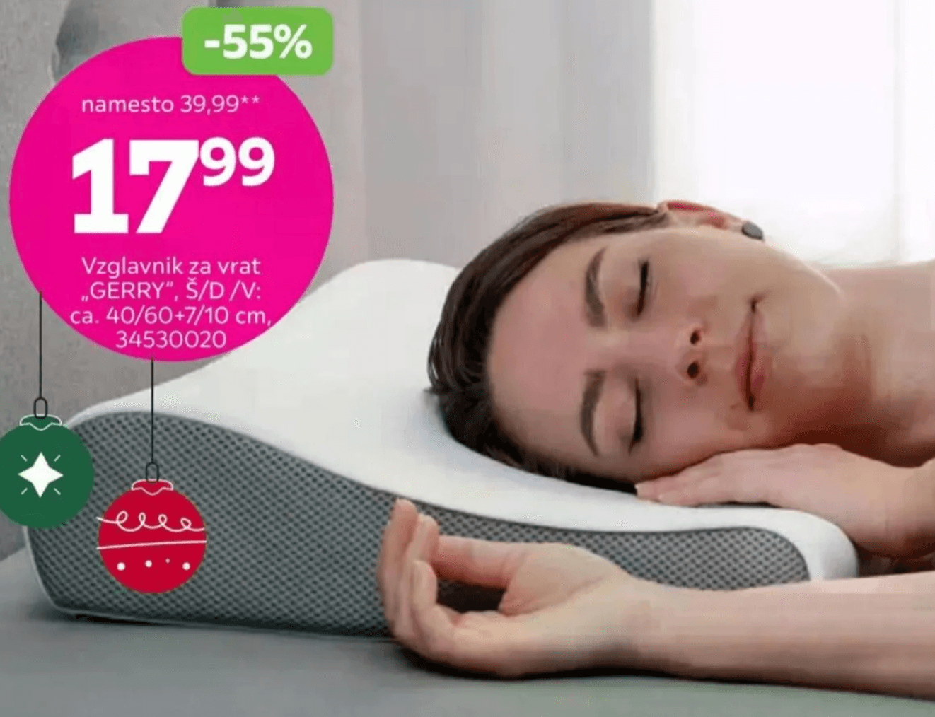 Vzglavnik za vrat „GERRY" ca. 40/60+7/10 cm
