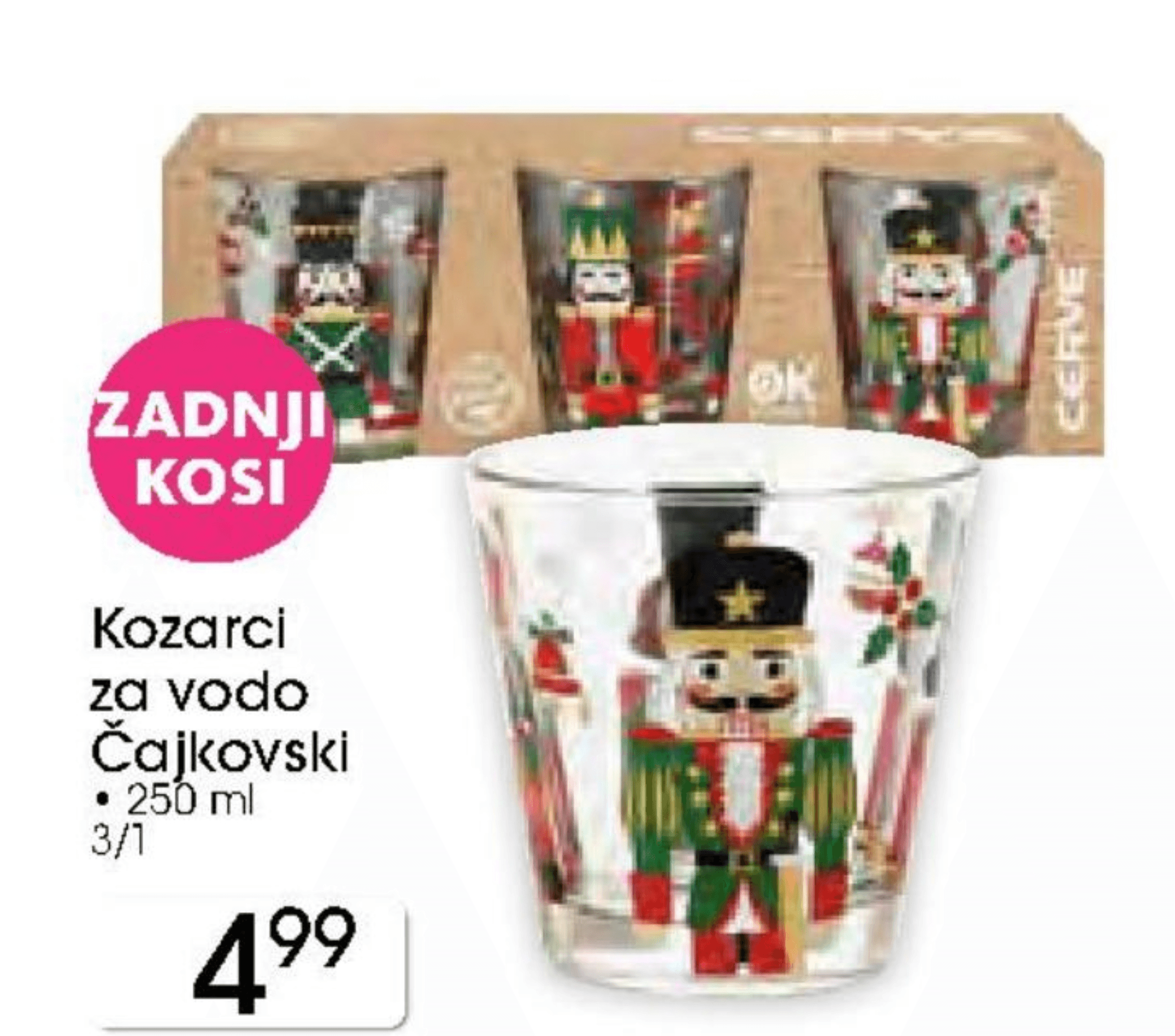 Kozarci za vodo Čajkovski 250 ml, 3/1