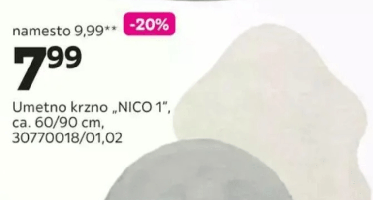 Umetno krzno „NICO 1" ca. 60/90 cm