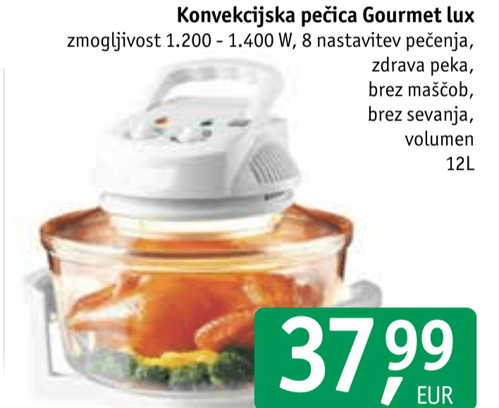Konvekcijska pečica Gourmet lux 12L