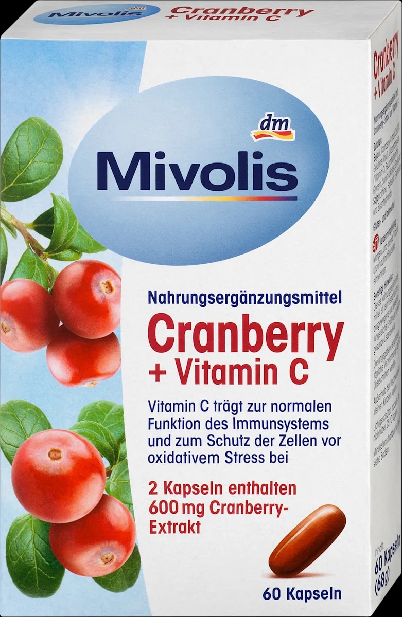 Mivolis prehransko dopolnilo z izvlečkom brusnice in vitaminom C 60 kosov