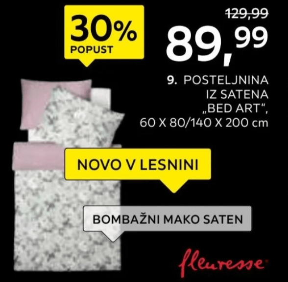 Posteljnina iz satena „BED ART" 60 X 80/140 X 200 cm