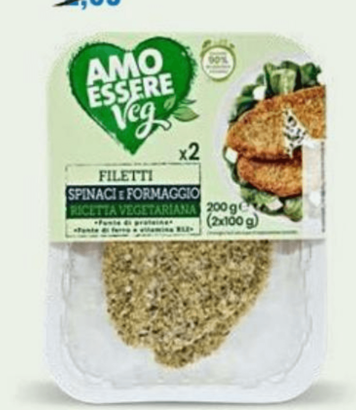 Vegetarijanski pripravek, sir in špinača 200 g AMO ESSERE Veg